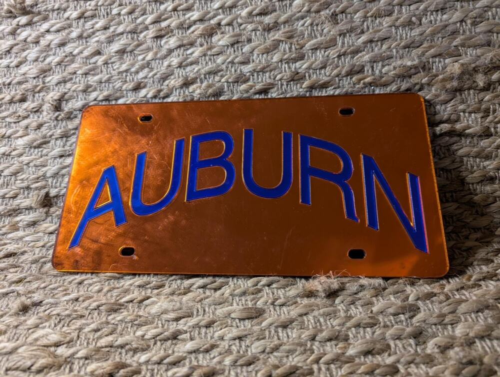 AUBURN TIGERS 3D NCAA Shiny Solid Orange and Blue License Plate Tag War Eagle